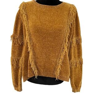 Cato est. 1946  Fringe Tassel Pullover Gold Sweater Extra Large